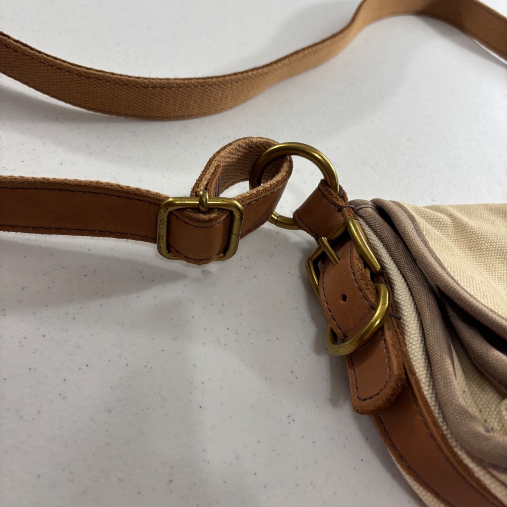 Fossil Long Live Vintage Issue 54 Canvas Crossbody Bag Cream Brown Messenger - Picture 10 of 16
